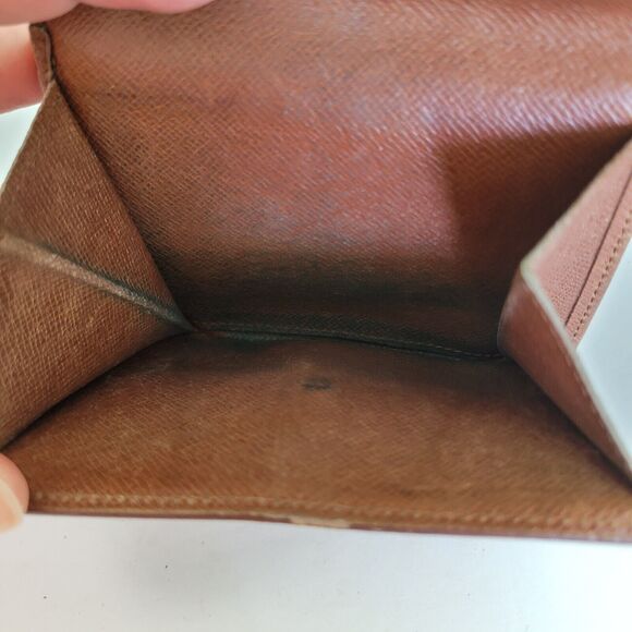 LOUIS VUITTON LV Vintage 1995 Monogram Leather Wallet Brown Medium Trifold Elise - Picture 8 of 13